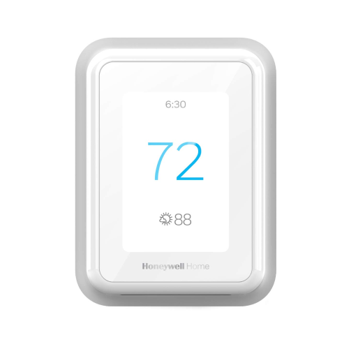 Photograph of a Honeywell Home smart thermostat.