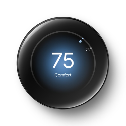 Photo of a Nest smart thermostat.