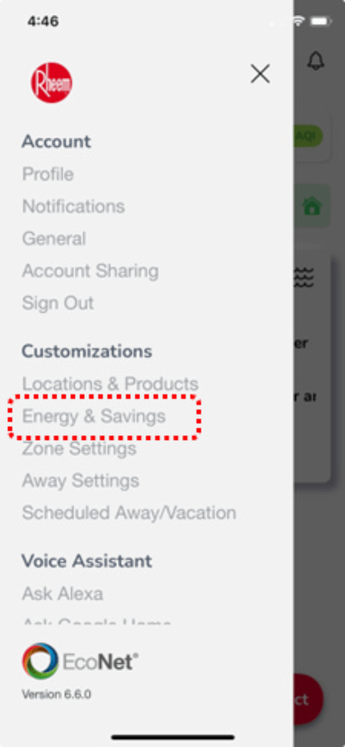 Rheem enrollment step 2 screenshot.