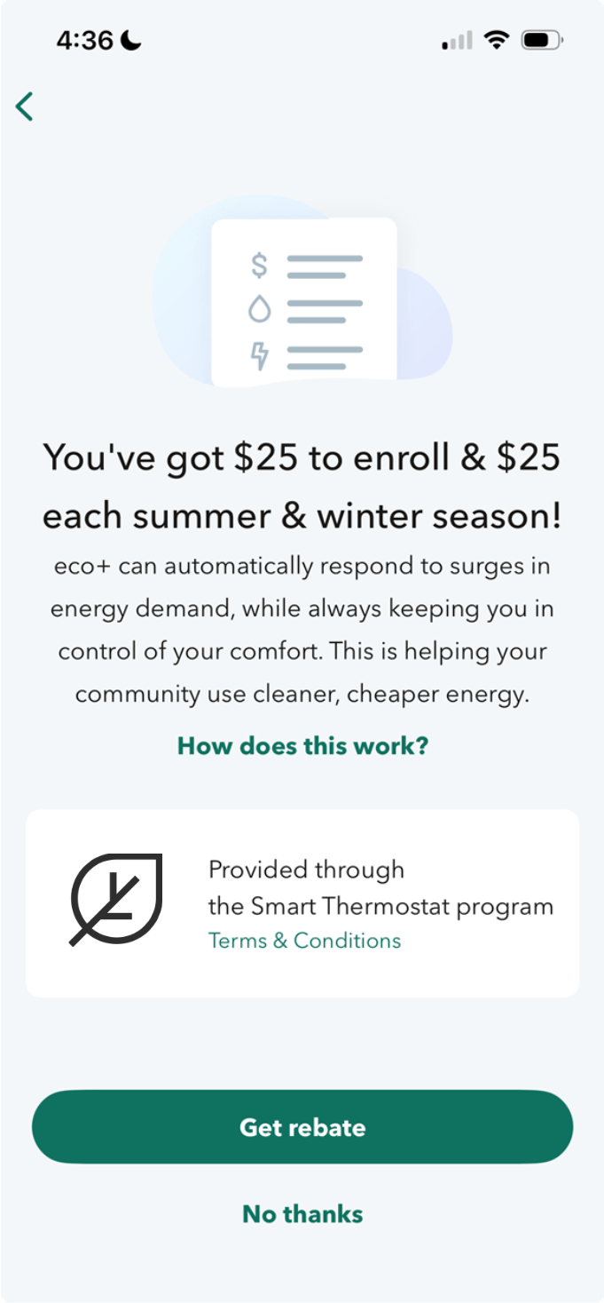 ecobee enrollment step 3 screenshot.